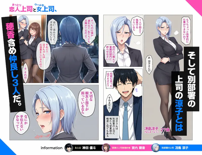おっとり恋人上司とクールな女上司、見た目と中身が違いすぎて毎日搾り取られる話